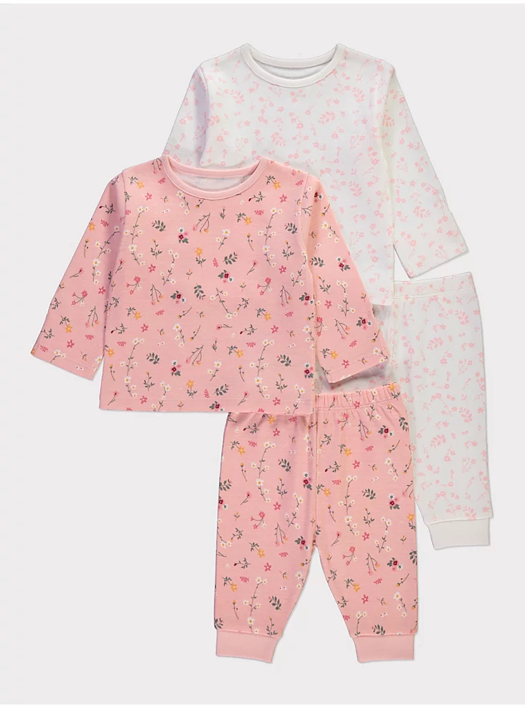 Pizhame rozë me print lulesh të imëta paketë me 2 copë