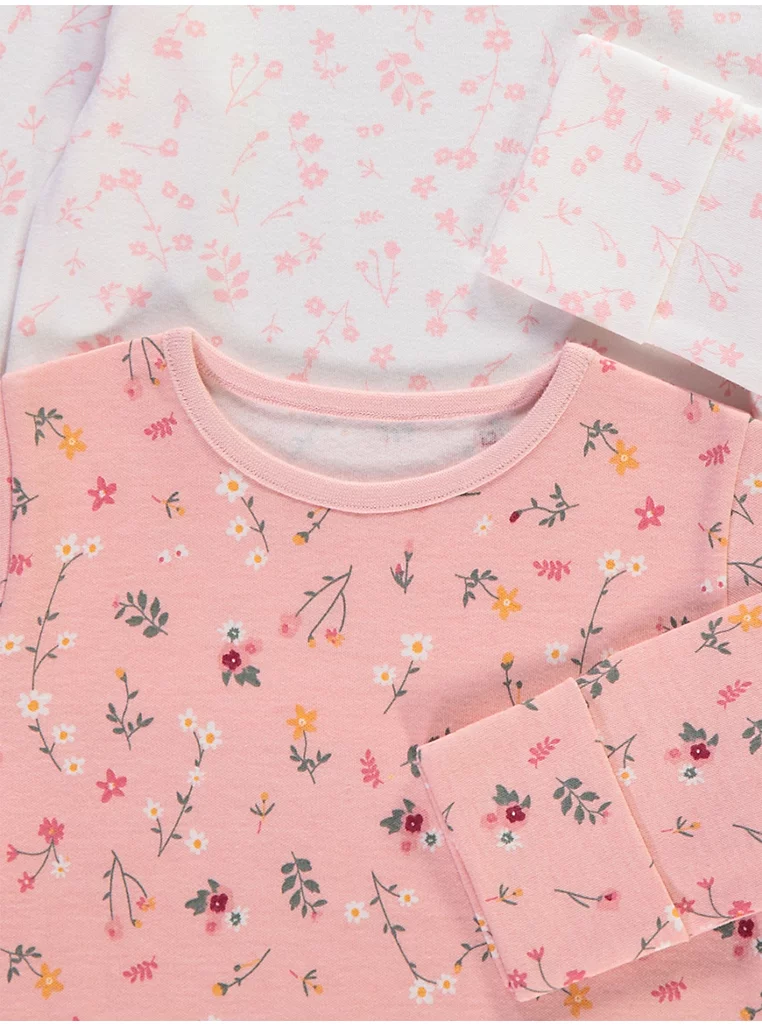 Pizhame rozë me print lulesh të imëta paketë me 2 copë