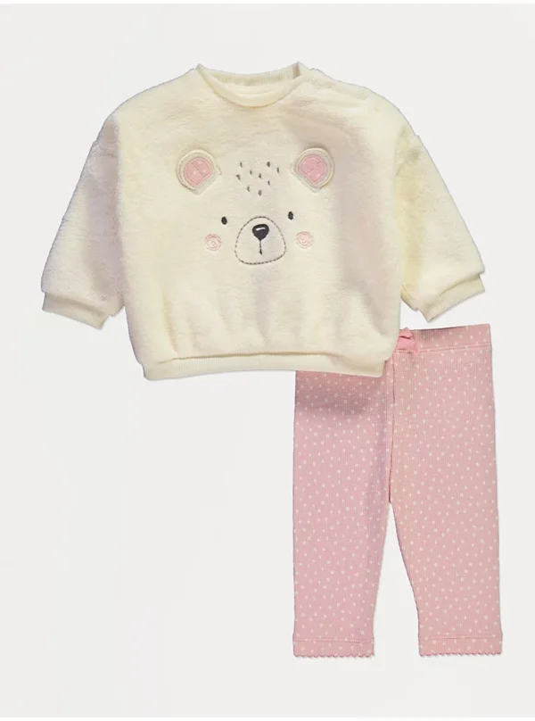 Pizhama krem me mëngë të gjata dhe arushkë