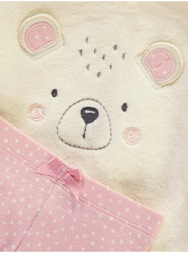 Pizhama krem me mëngë të gjata dhe arushkë