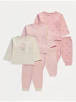 Paketë 3-copëshe pizhamesh roze me print dinosaurësh