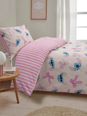 Set mbulesash (dyshek + jastëk) i reversueshëm Disney Stitch me fjongo rozë