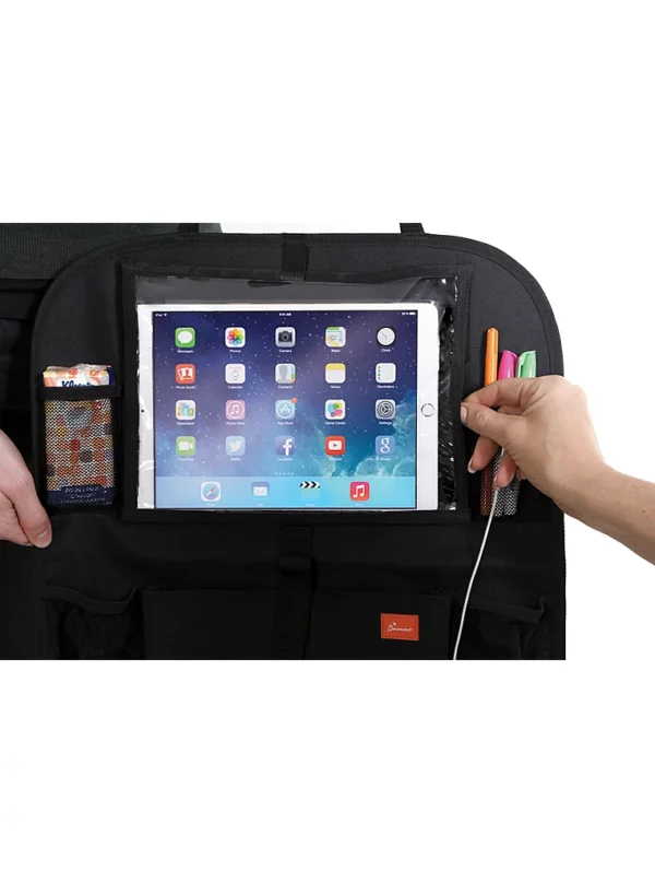 Organizues pas sediljes së makinës Dreambaby me mbajtëse të integruar për tablet – i zi