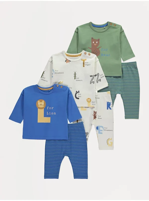 Bluzë me vija me mëngë të gjata dhe geta – Paketë me 3 copë