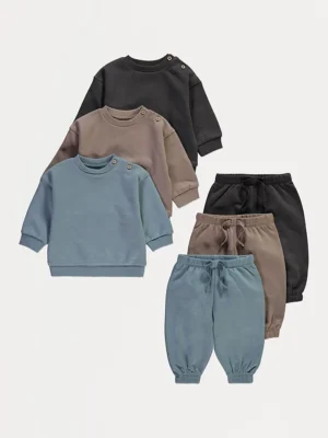 Bluza me kopsa në shpatull dhe pantallona jogger me fund të ngushtuar – Paketë me 3 copë