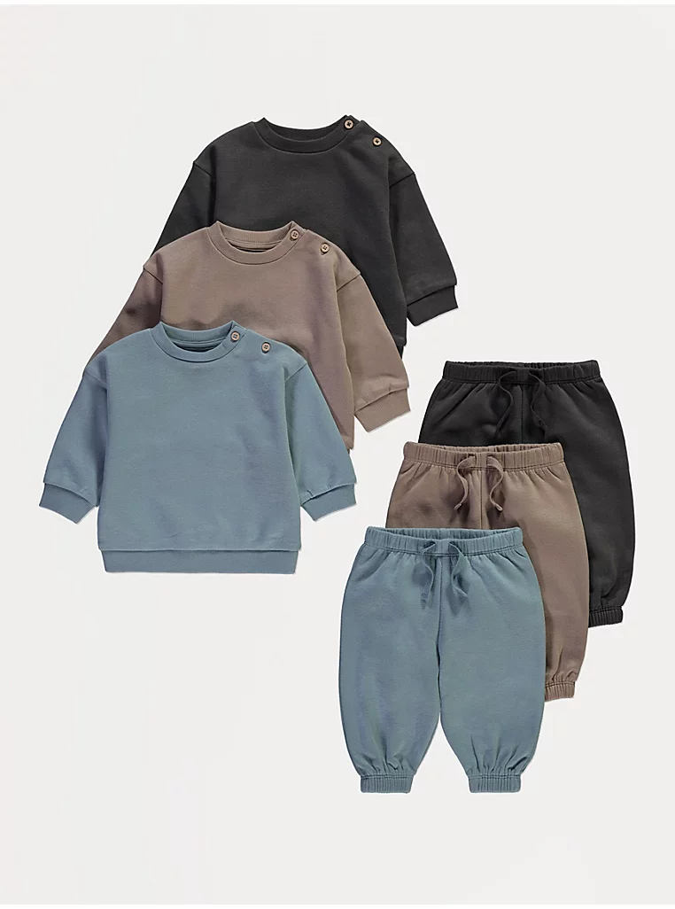 Bluza me kopsa në shpatull dhe pantallona jogger me fund të ngushtuar – Paketë me 3 copë