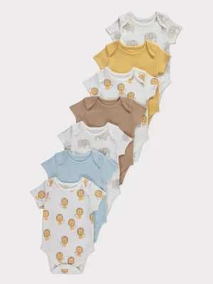 Bodysuit me mëngë të shkurtra me kafshë safari – paketë me 7 copë