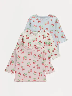 Set me 3 Triko me Print Frajlesh në Ngjyra Pastel me Material Ribbed