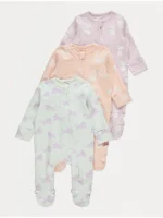 👉 Pako me 3 kombinezona gjumi me mëngë të gjata me motive kafshësh në ngjyra pastel