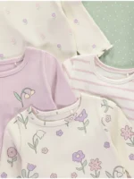 Bluza me mëngë të gjata me motive lulesh dhe vija – paketë prej 5 copësh