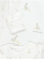 “Set prej 3 pizhamesh me zinxhir, ngjyrë krem, Goose”