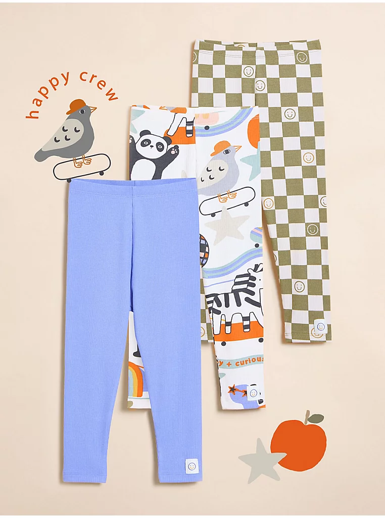 Geta ‘Little Angels’ me print kafshësh dhe dizajn checkerboard, paketë me 3 copë