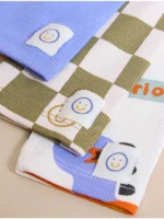 Geta ‘Little Angels’ me print kafshësh dhe dizajn checkerboard, paketë me 3 copë