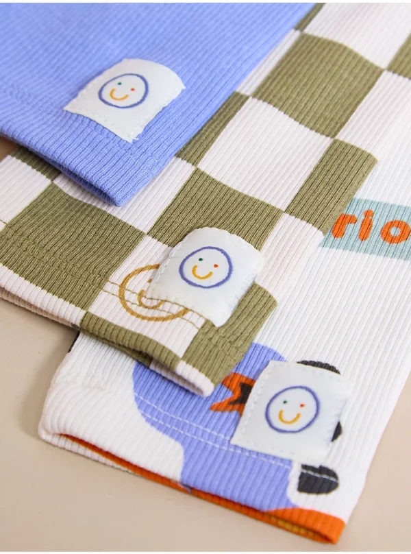 Geta ‘Little Angels’ me print kafshësh dhe dizajn checkerboard, paketë me 3 copë