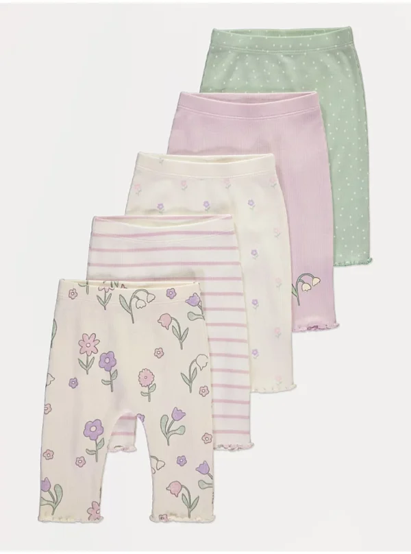 Geta me motive lulesh në ngjyra pastel, fund me pala ‘lettuce’, paketë me 5 copë