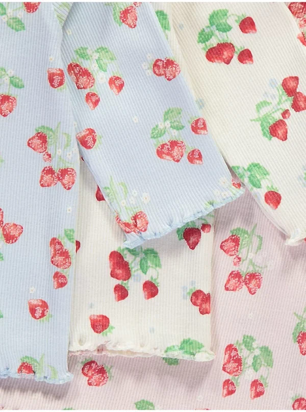 Set me 3 Triko me Print Frajlesh në Ngjyra Pastel me Material Ribbed