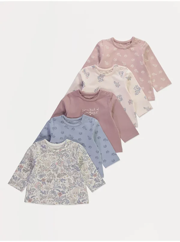 Bluza Co-Ord me mëngë të gjata me motive lulesh “Pink Fairy” – paketë prej 5 copësh