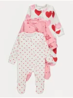 “Paketë 3 pizhame me zinxhir, teksturë rib dhe dizajn me zemra”