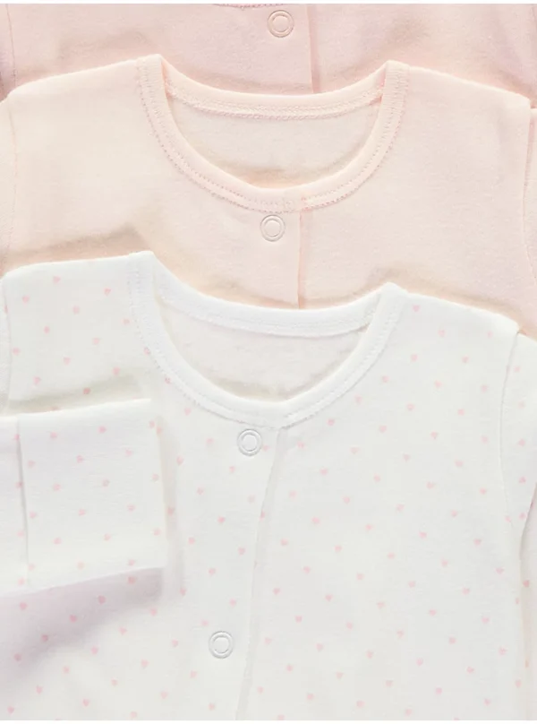 Set 3 kombinezonesh gjumi rozë me mëngë të gjata