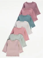 Set me 7 bluza rozë me mëngë të gjata, material ribbed dhe fund valëzuar