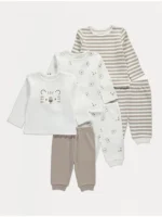 Pizhame me Vija Animal Print në Ngjyrë Taupe – Paketë me 3 Copë