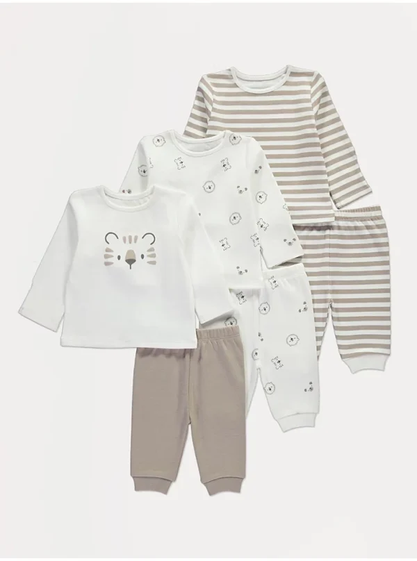 Pizhame me Vija Animal Print në Ngjyrë Taupe – Paketë me 3 Copë