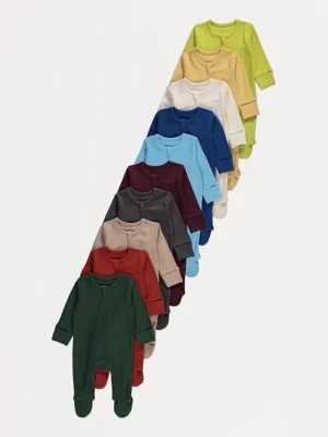 Set me 10 pizhame me zinxhir, me strukturë ribbed, ngjyra të ndezura