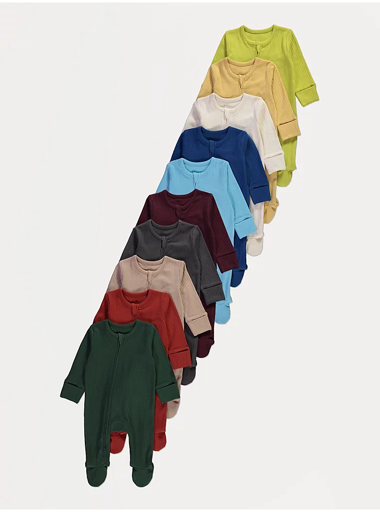 Set me 10 pizhame me zinxhir, me strukturë ribbed, ngjyra të ndezura