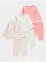 Pizhame Rozë me Tulipanë dhe Zemra me Mëngë të Gjata – Paketë me 3 Copë