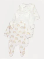 Pako 3 copë rroba gjumi krem me printim ylberi