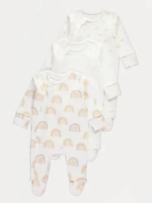 Pako 3 copë rroba gjumi krem me printim ylberi