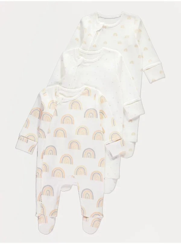 Pako 3 copë rroba gjumi krem me printim ylberi