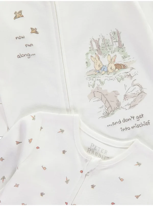 Set me 2 pizhame Peter Rabbit me zinxhir, ngjyrë krem