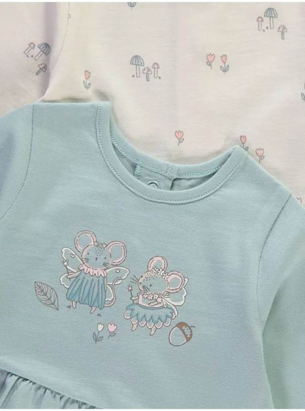 Set me 3 bluza me mëngë të gjata, model peplum dhe print miushi / fairy