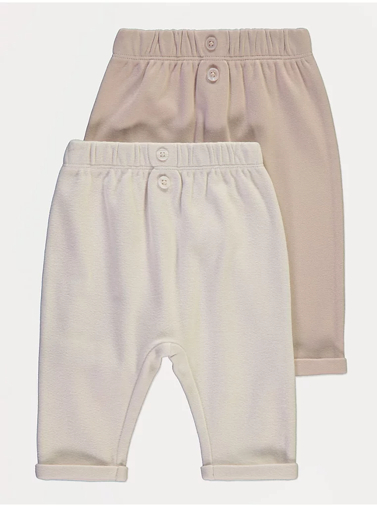 Pantallona rehatshme me material fleece në ngjyra neutrale, paketë me 2 cope