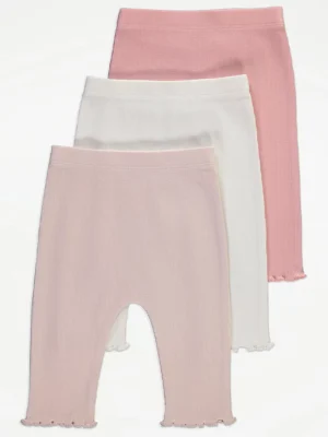 Geta rozë me bordurë ‘lettuce’, me teksturë ribbed, paketë me 3 copë