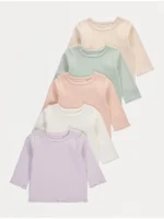 Set me 5 triko në ngjyra pastel me material ribbed dhe fund valëzuar