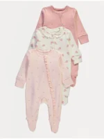 Set me 3 rroba fjetjeje me zinxhir, me detaje frille dhe dizajn trëndafili rozë