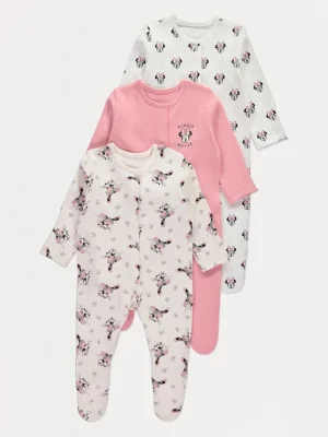 Pizhame për bebe Disney Minnie Mouse, me këmbë të mbuluara – paketë me 3 copë