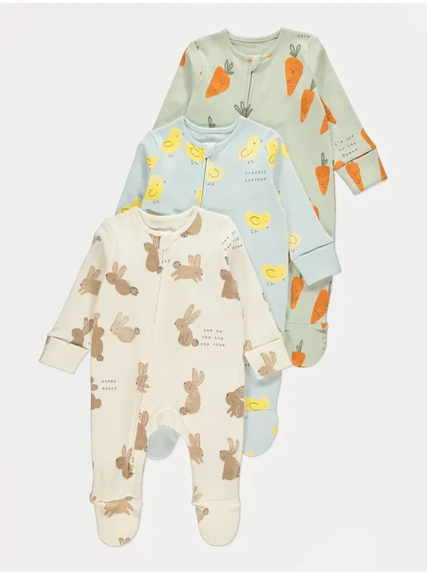 Set me 3 pizhame Pashkësh në ngjyra pastel, me mëngë të gjata