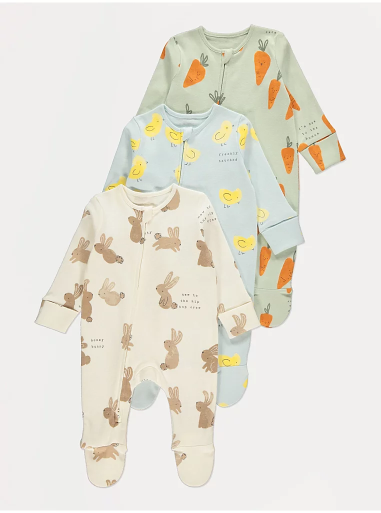 Set me 3 pizhame Pashkësh në ngjyra pastel, me mëngë të gjata