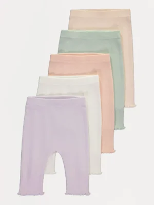 Geta pastel me teksturë rib dhe buzë marule – paketë 5 copë