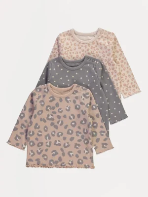 3 bluzë me mëngë të gjata, me print neutral kafshësh