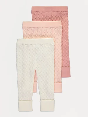 Geta rozë me thurje ‘cable knit’, paketë me 3 copë