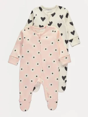 Pizhame për foshnja me zinxhir, me motiv zemre florale – paketë 2 copë