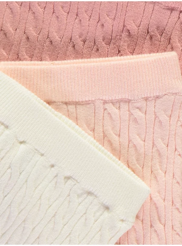 Geta rozë me thurje ‘cable knit’, paketë me 3 copë