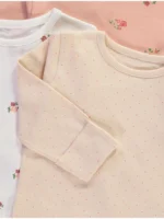 Set me 3 palë pijama me lule, rozë, me mëngë të gjata