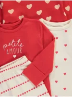 Pijama me Mëngë të Gjata “Red Heart Petite Amour” – Set 3 Pjesësh