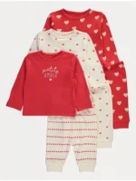 Pijama me Mëngë të Gjata “Red Heart Petite Amour” – Set 3 Pjesësh