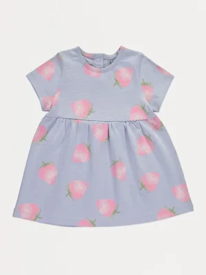 “Fustan lilak me luleshtrydhe dhe mëngë të shkurtra”